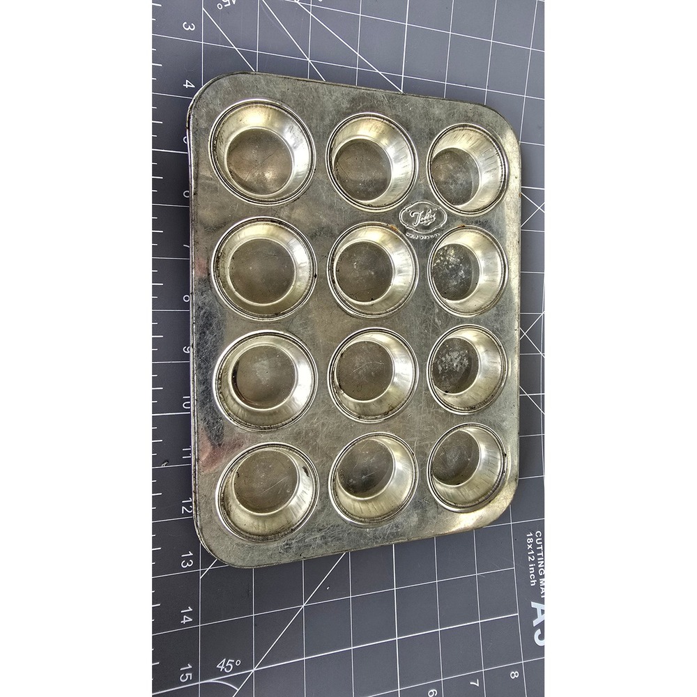 Vintage Tala 12 Cup Muffin Tin Made in England Metal Cupcake Baking Pan Silver